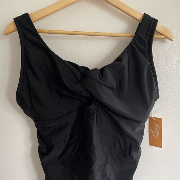 Kona Sol Womens One Piece Black Keyhole Swimsuit - Picture 3 of 7